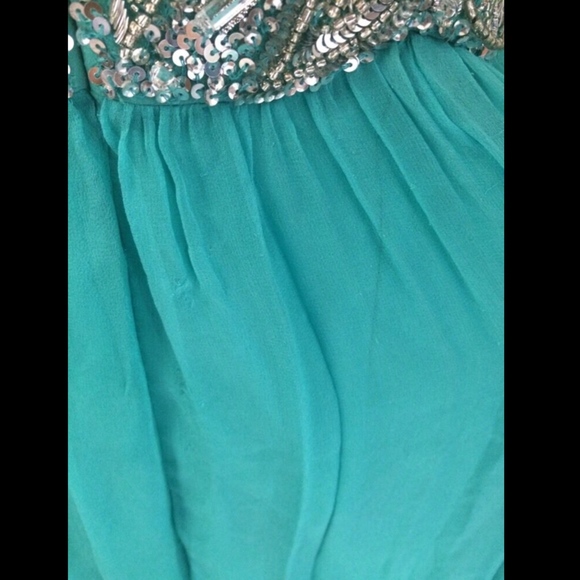 NEW$358 Sean Collection Embellished‎ Strapless Silk Gown Tropical Blue [SZ 8 ] - Picture 5 of 8